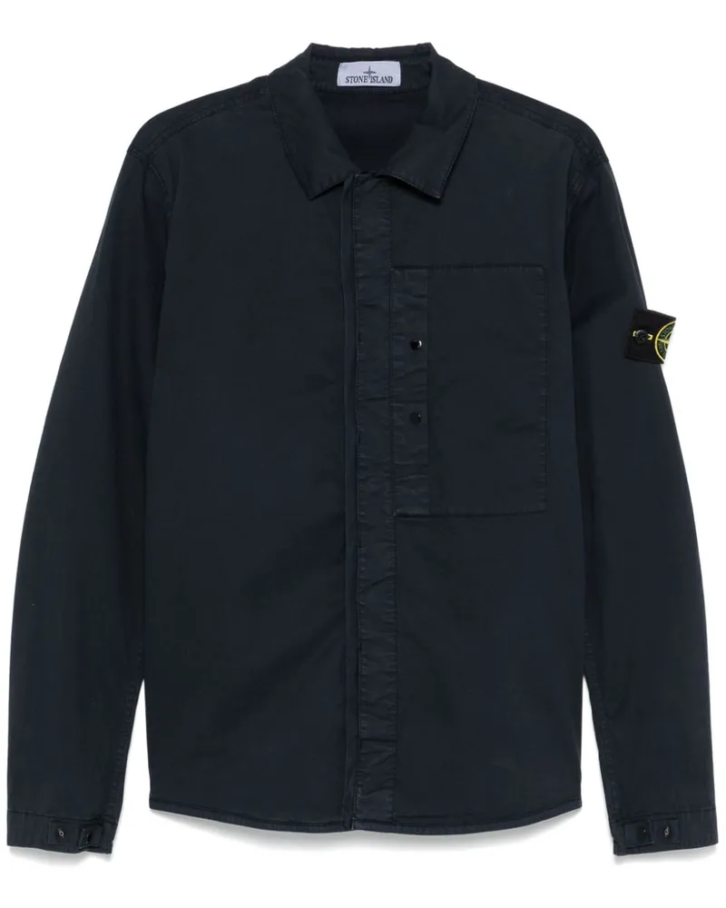 Stone Island Hemd mit Kompass-Patch - Blau Blau