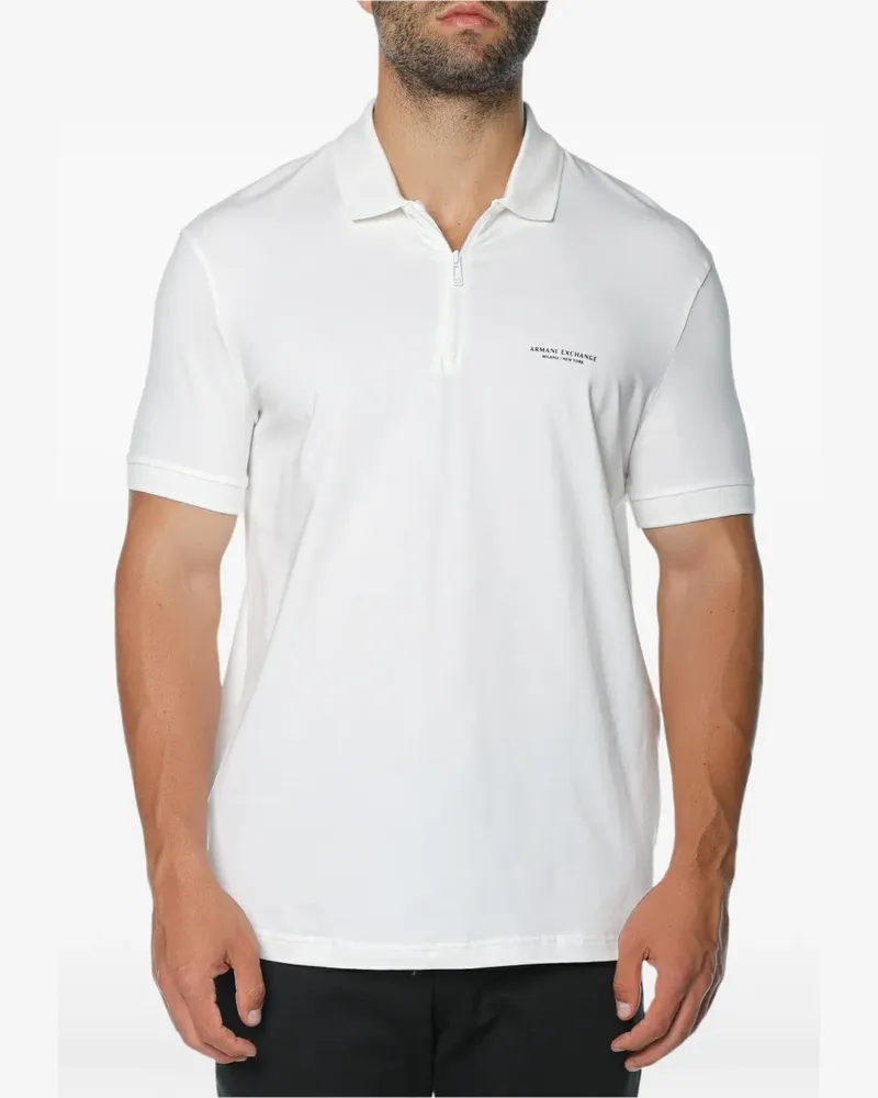 Armani Exchange Poloshirt mit Reißverschluss - Weiß Weiß