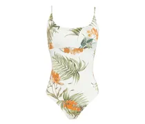 Emilly Badeanzug mit Blumen-Print - Weiß