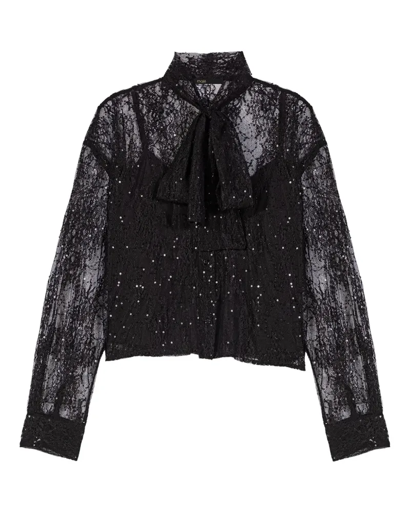 Maje Spitzenhemd mit Pailletten - Schwarz Schwarz