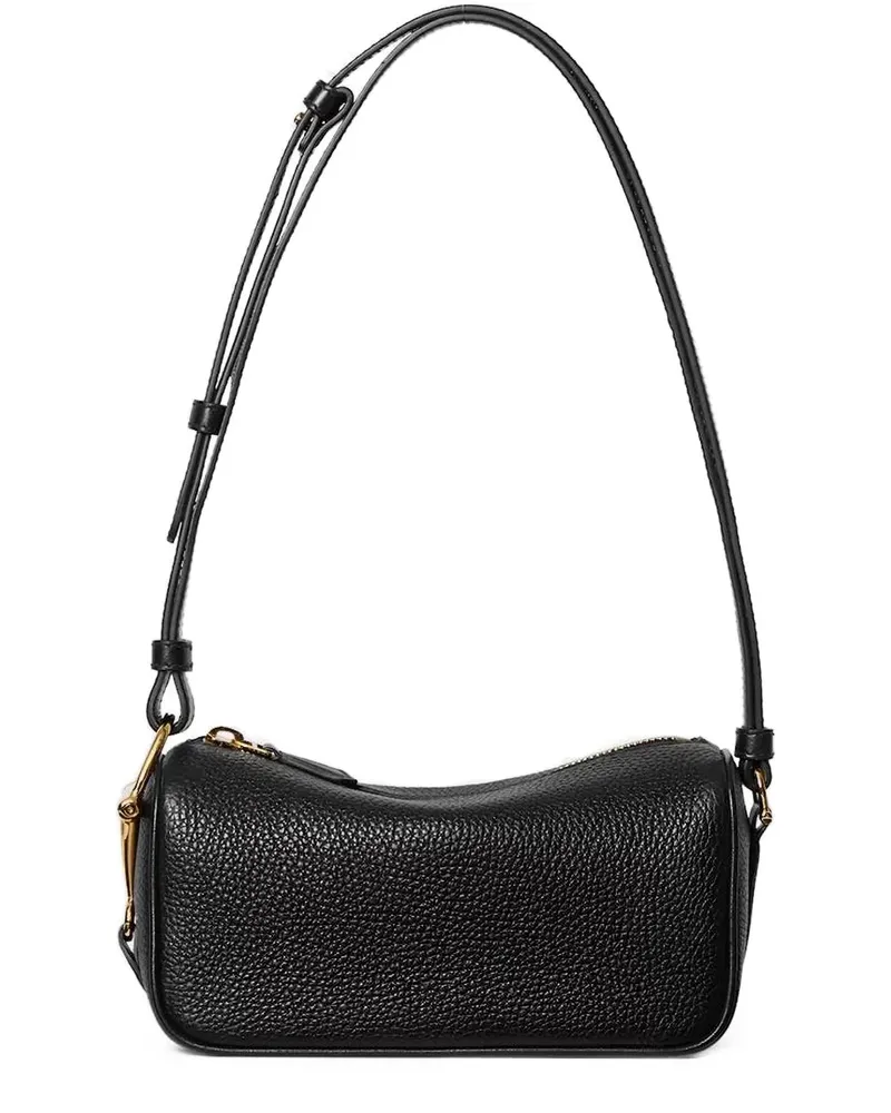 Gucci Mini Half Horsebit Schultertasche aus strukturiertem Leder - Schwarz Schwarz