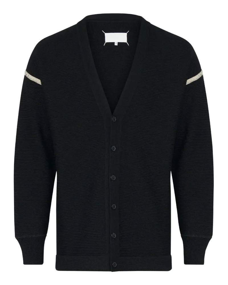 Maison Margiela Gerippter Cardigan mit Ellenbogen-Patch - Schwarz Schwarz