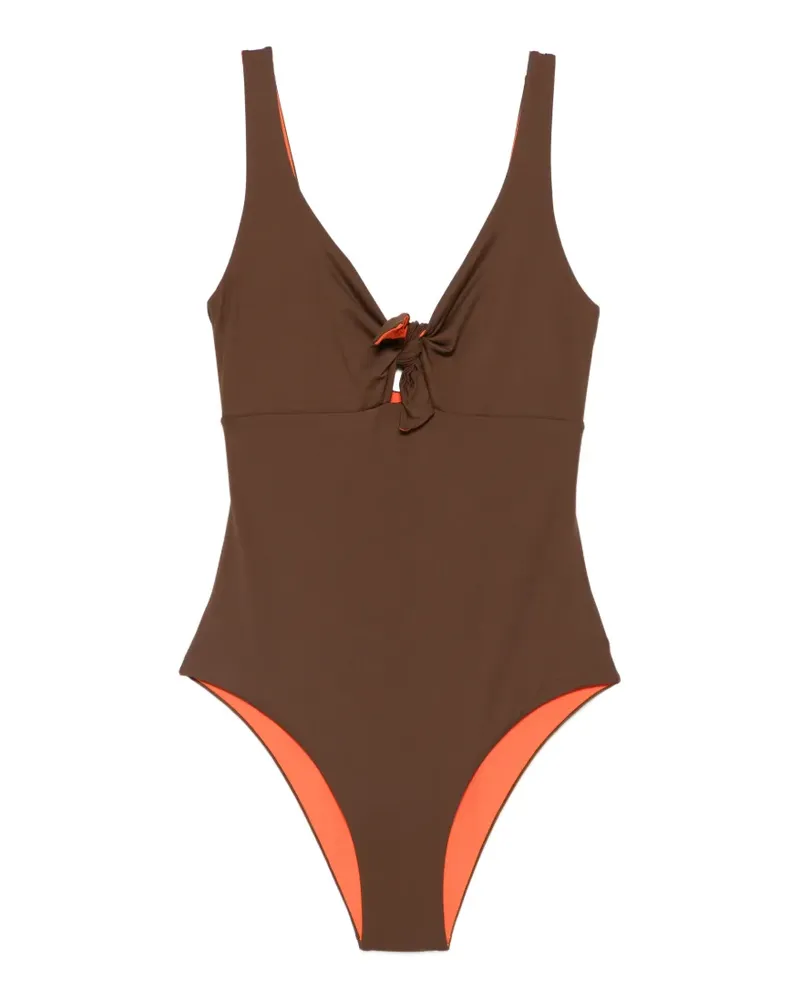 FISICO-Cristina Ferrari knot-detail swimsuit - Braun Braun