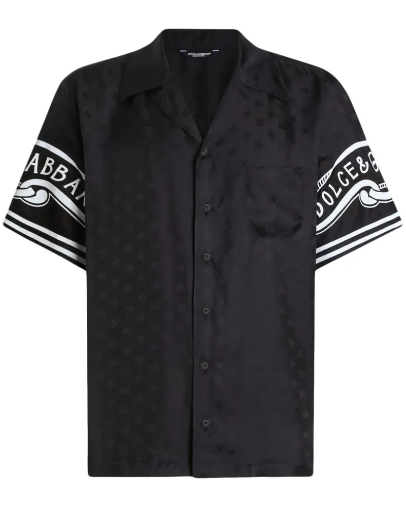 Dolce & Gabbana Seidenhemd mit Print - Schwarz Schwarz