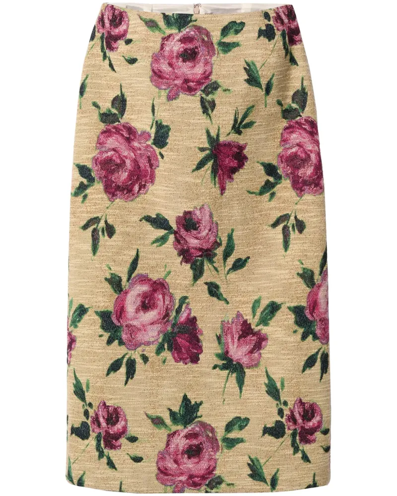La DoubleJ Bleistiftrock mit Print - Nude Nude