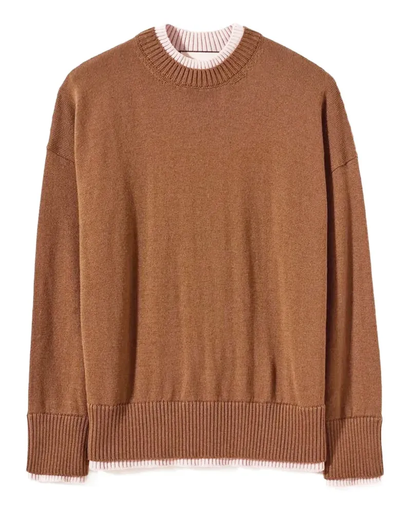 PLAN C Pullover im Layering-Look - Braun Braun