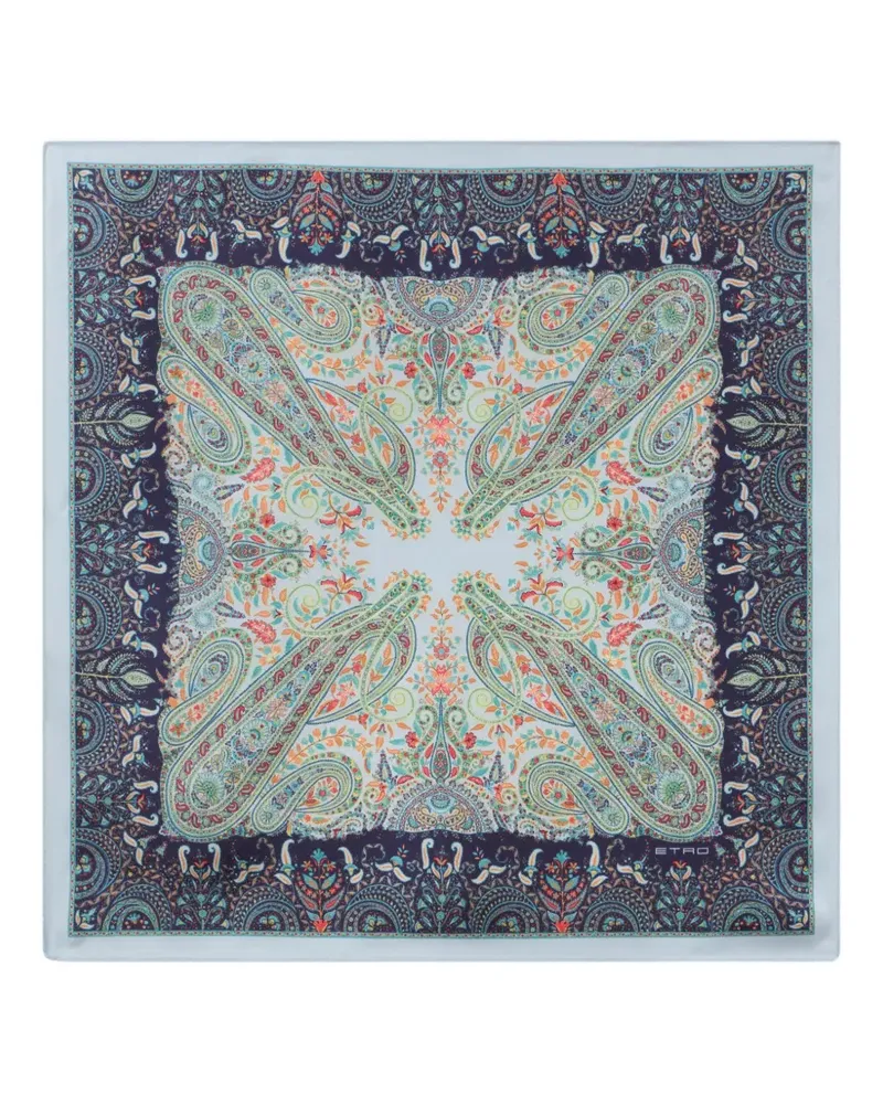Etro paisley-print silk pocket square scarf - Blau Blau