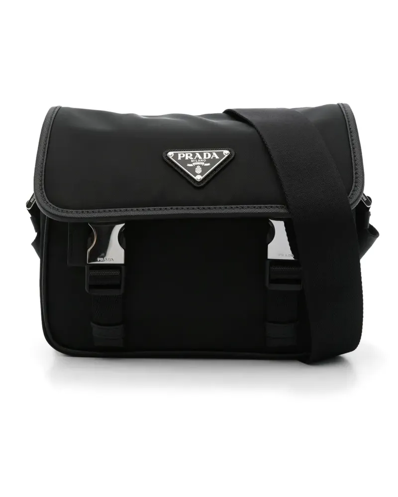 Prada Schultertasche mit Triangel-Logo - Schwarz Schwarz