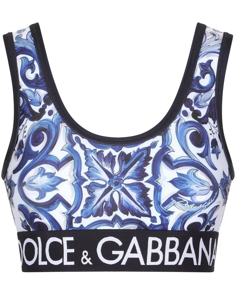 Dolce & Gabbana Cropped-Top mit Majolica-Print - Blau Blau