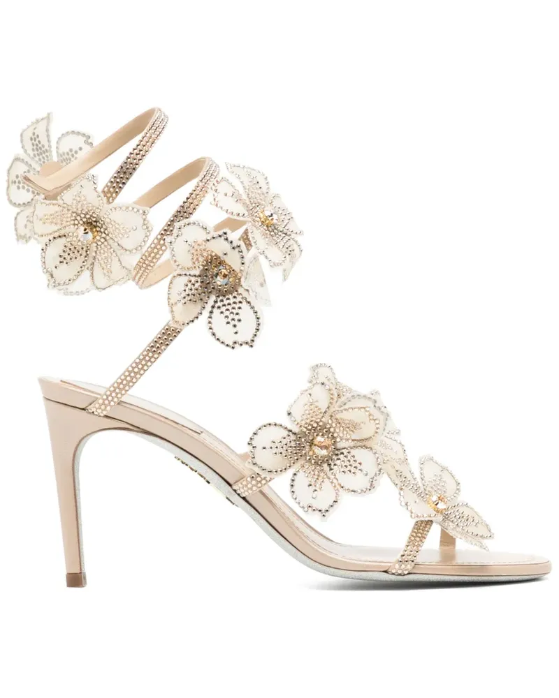 René Caovilla Peach Flower Sandalen 80mm - Nude Nude