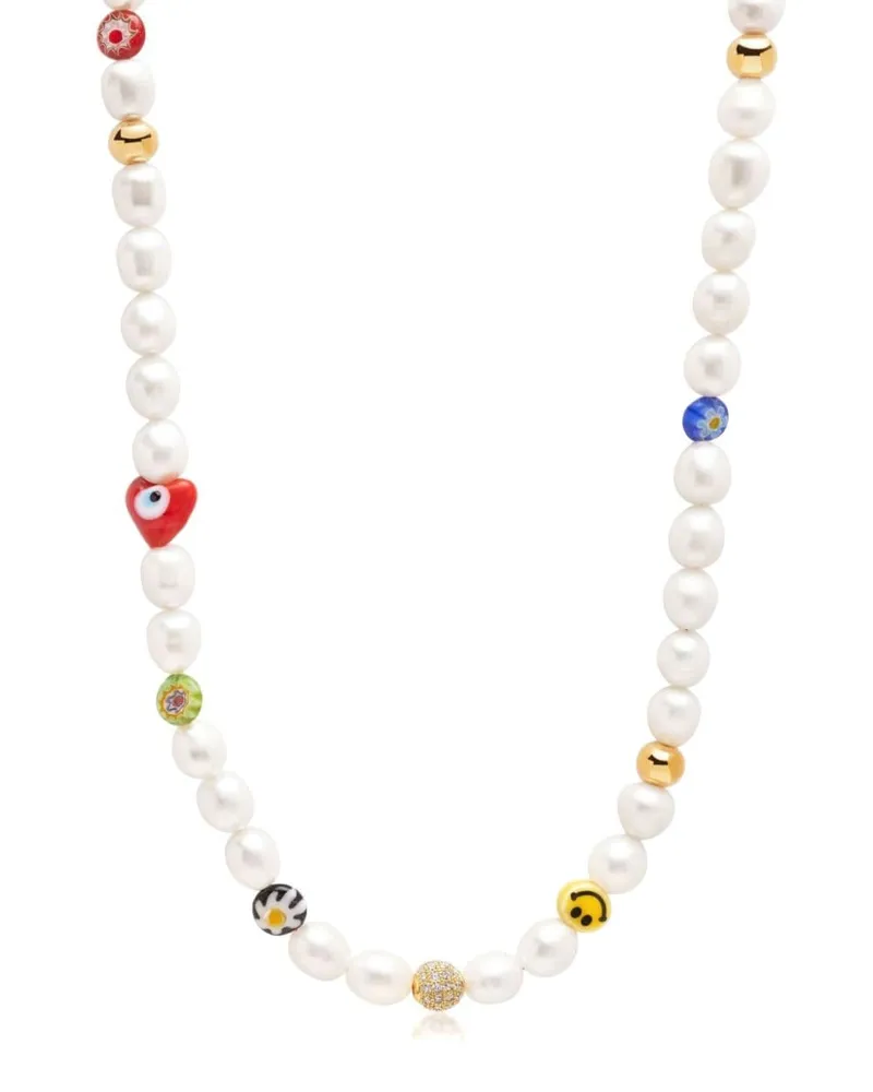 Nialaya Perlenkette mit Smiley - Gold Gold