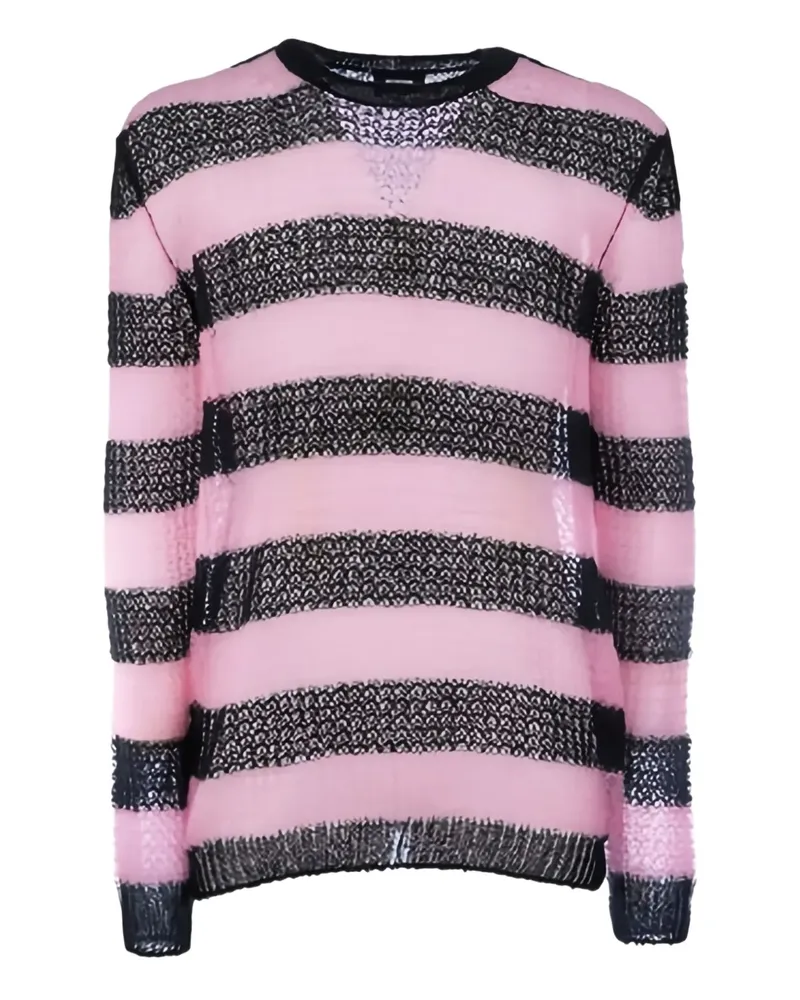 WE 11 DONE Gestreifter Pullover aus Mohair - Rosa Rosa