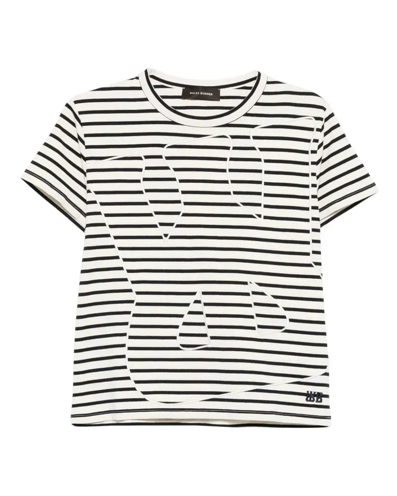 Wales Bonner striped-pattern graphic-print T-shirt - Weiß Weiß