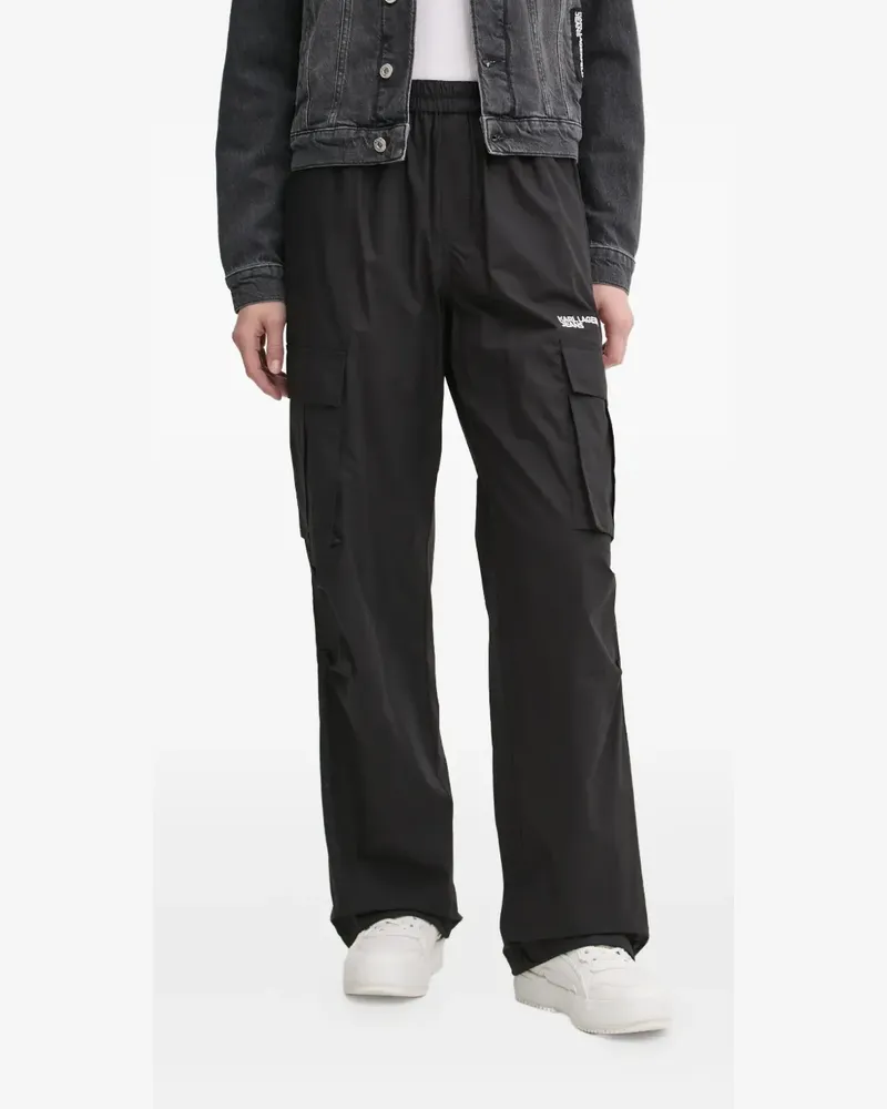 Karl Lagerfeld Cargohose mit Logo-Stickerei - Schwarz Schwarz