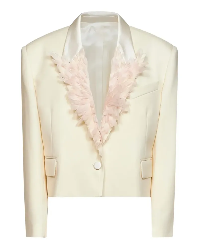 ATTICO feather-embroidered cropped jacket - Nude Nude