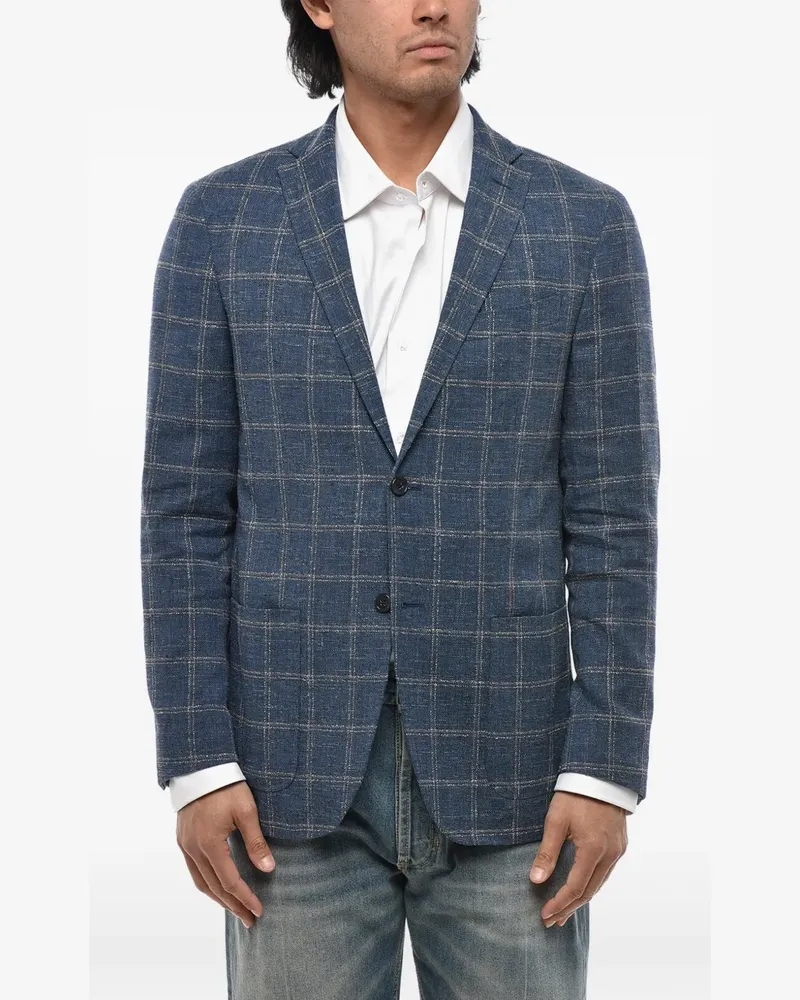 Corneliani checked single-breasted blazer - Blau Blau