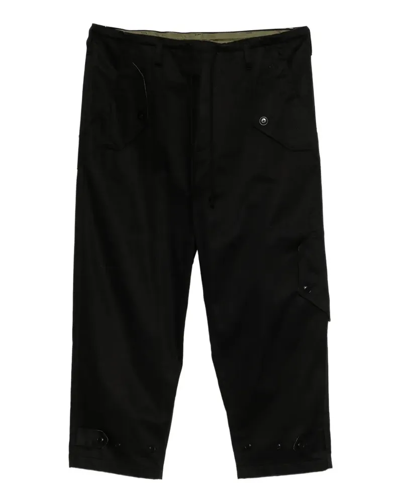 Yohji Yamamoto chino flap pocket drawstring pants - Schwarz Schwarz