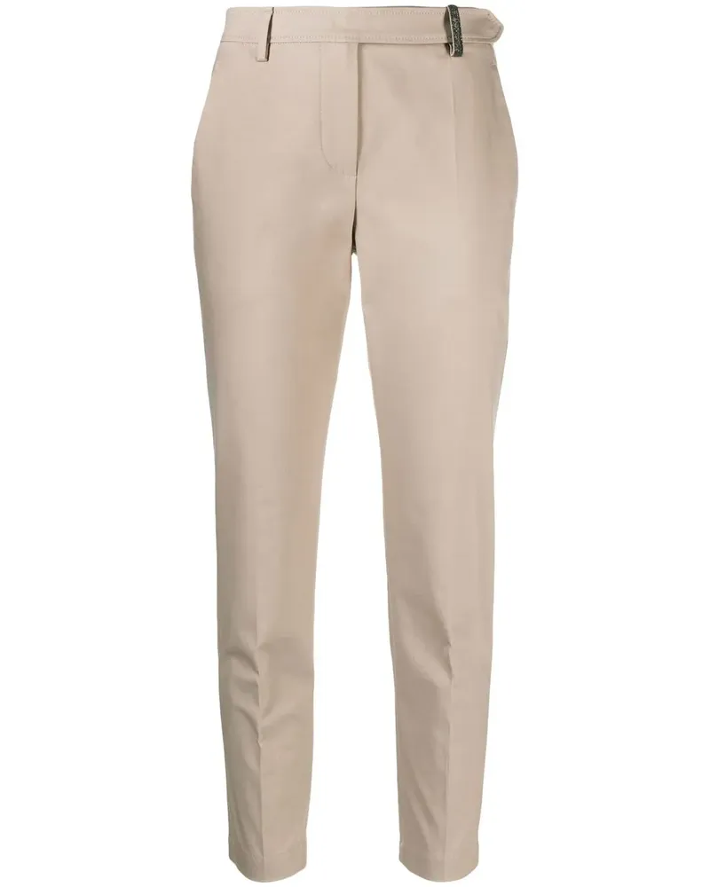 Brunello Cucinelli Schmale Cropped-Hose - Nude Nude