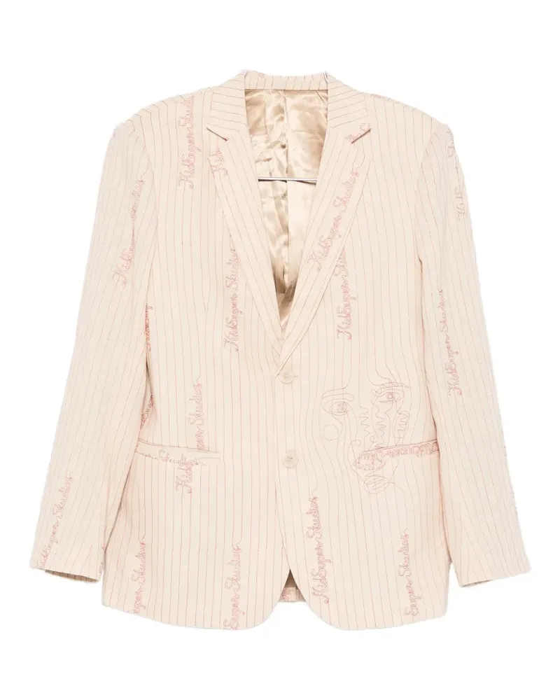 KidSuper pinstripe-embroidered blazer - Nude Nude