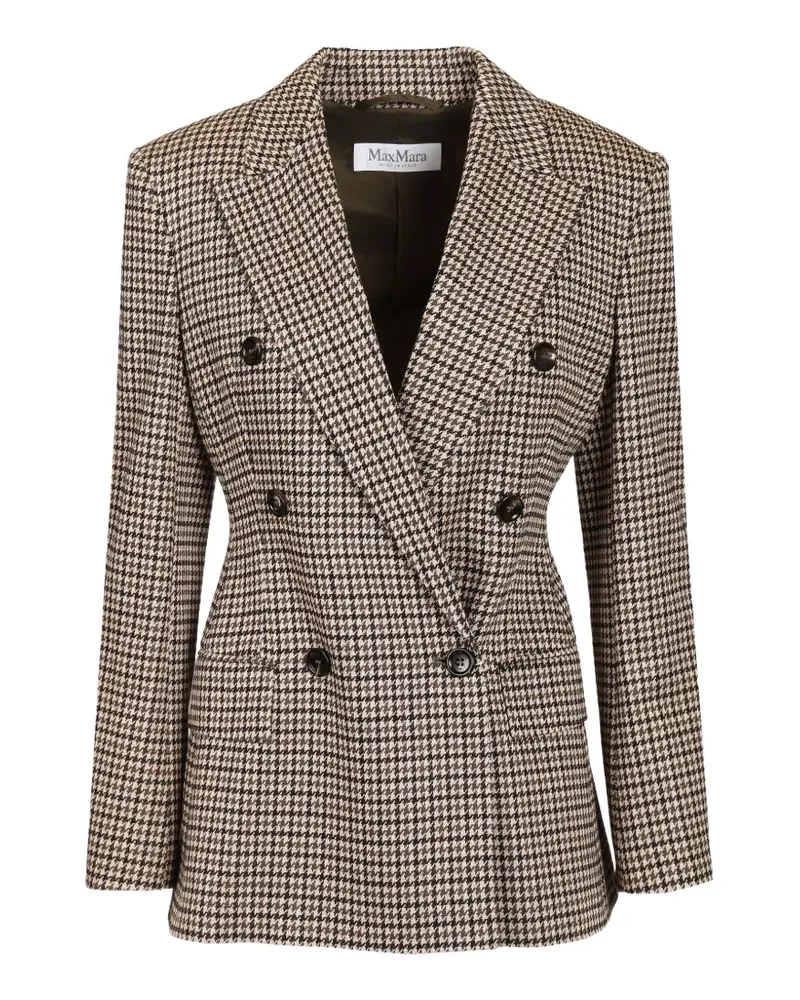 Max Mara houndstooth-pattern double-breasted blazer - Nude Nude