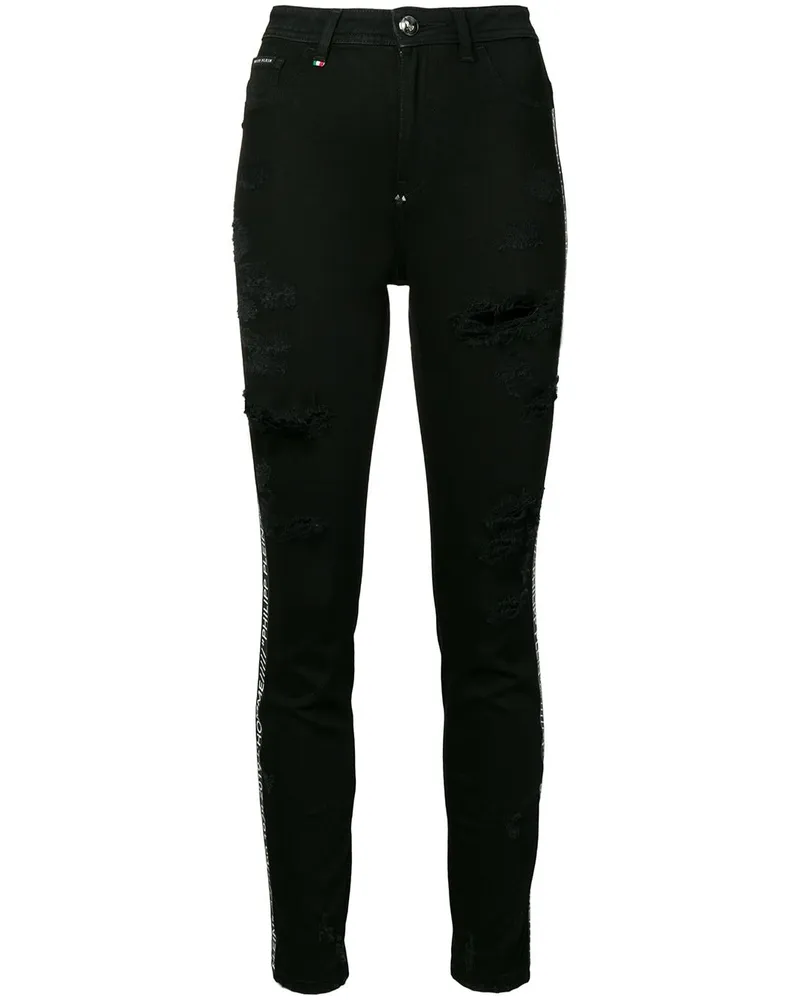 Philipp Plein Skinny-Jeans im Distressed-Look - Schwarz Schwarz