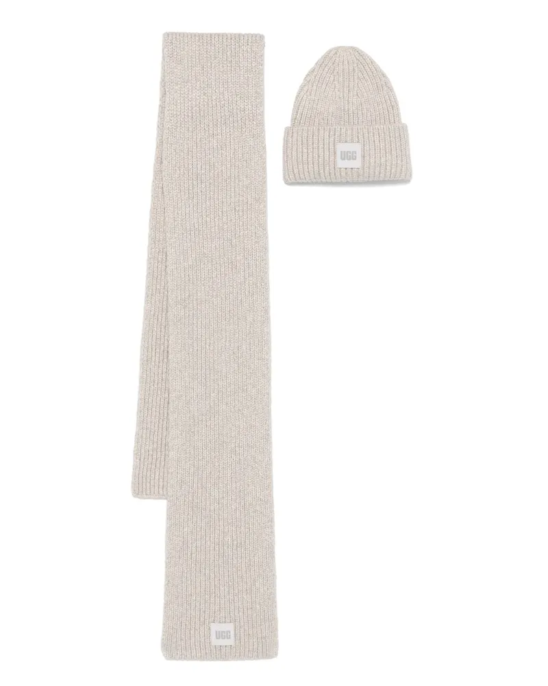 UGG Set aus grob geripptem Strickschal und Beanie - Grau Grau