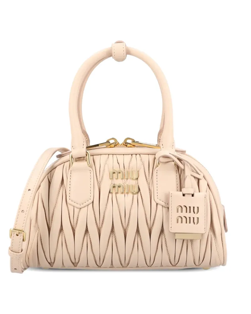 Miu Miu Arcadie quilted-texture leather tote bag - Rosa Rosa
