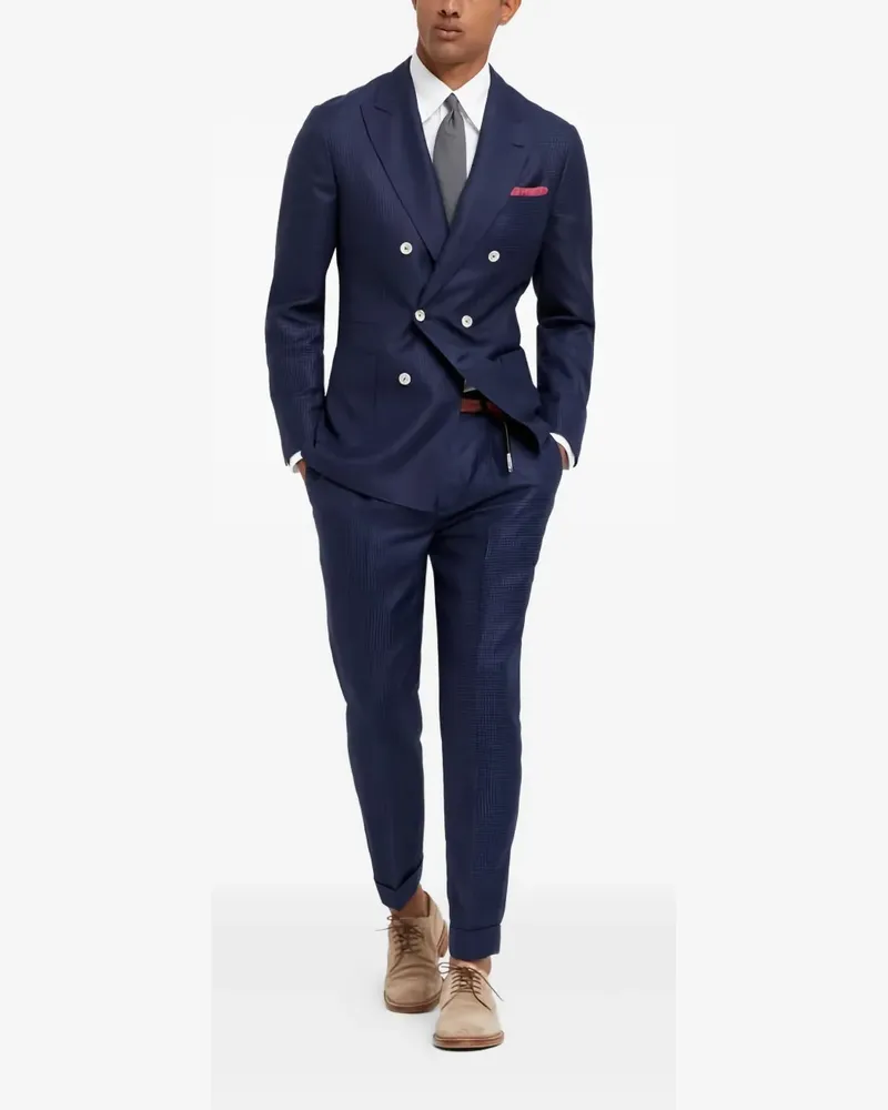 Brunello Cucinelli Doppelreihiger Anzug aus Leinen - Blau Blau