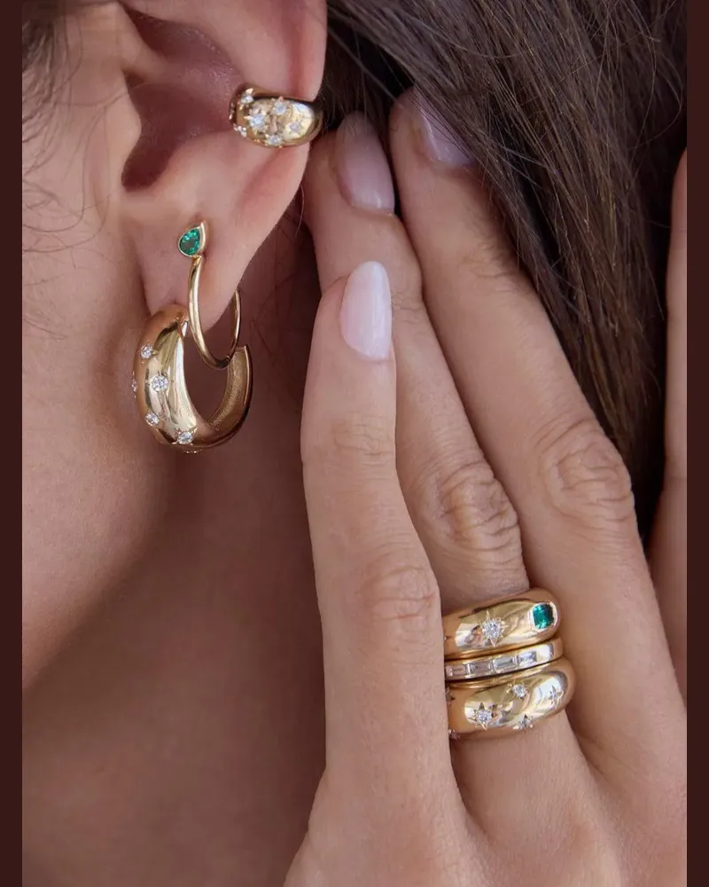 ZOË CHICCO 14kt Star Hoop Gelbgoldcreolen mit Diamant Gold