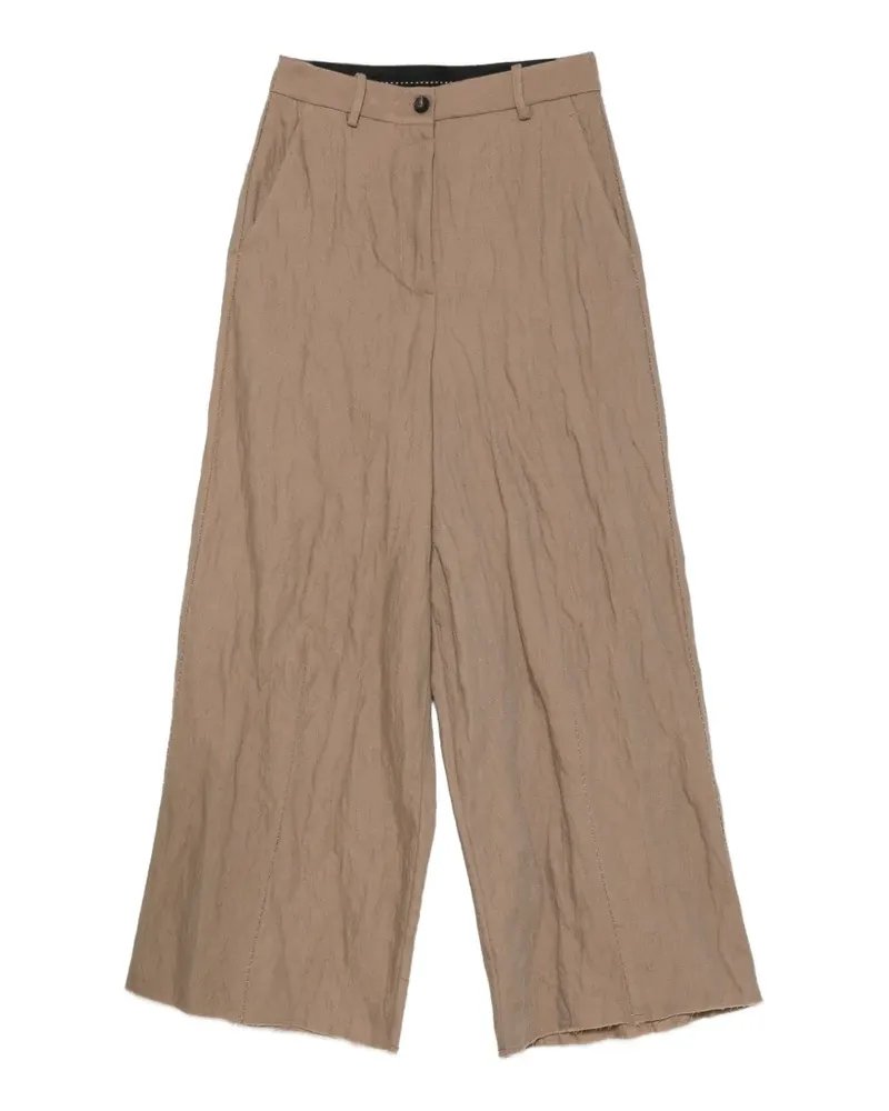 Masnada Weite Hose mit Knitteroptik - Braun Braun