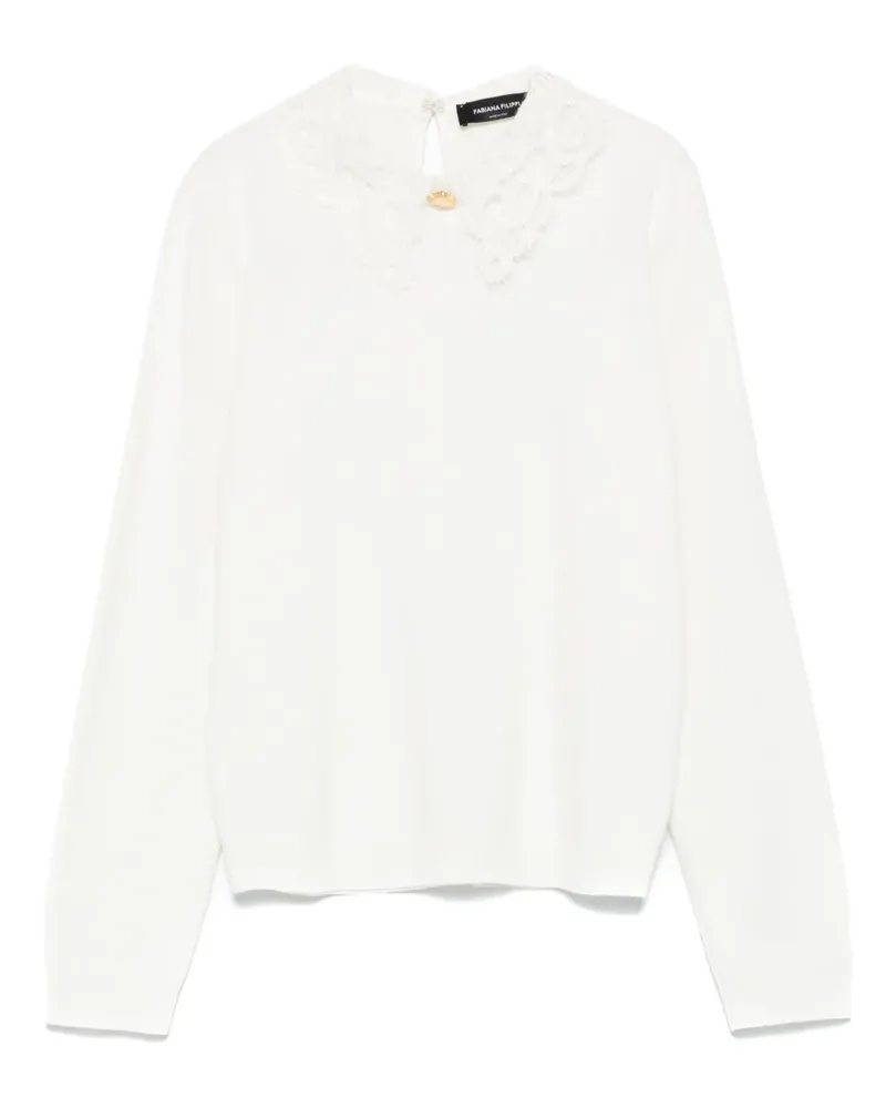 Fabiana Filippi Pullover mit Spitzenbesatz - Weiß Weiß