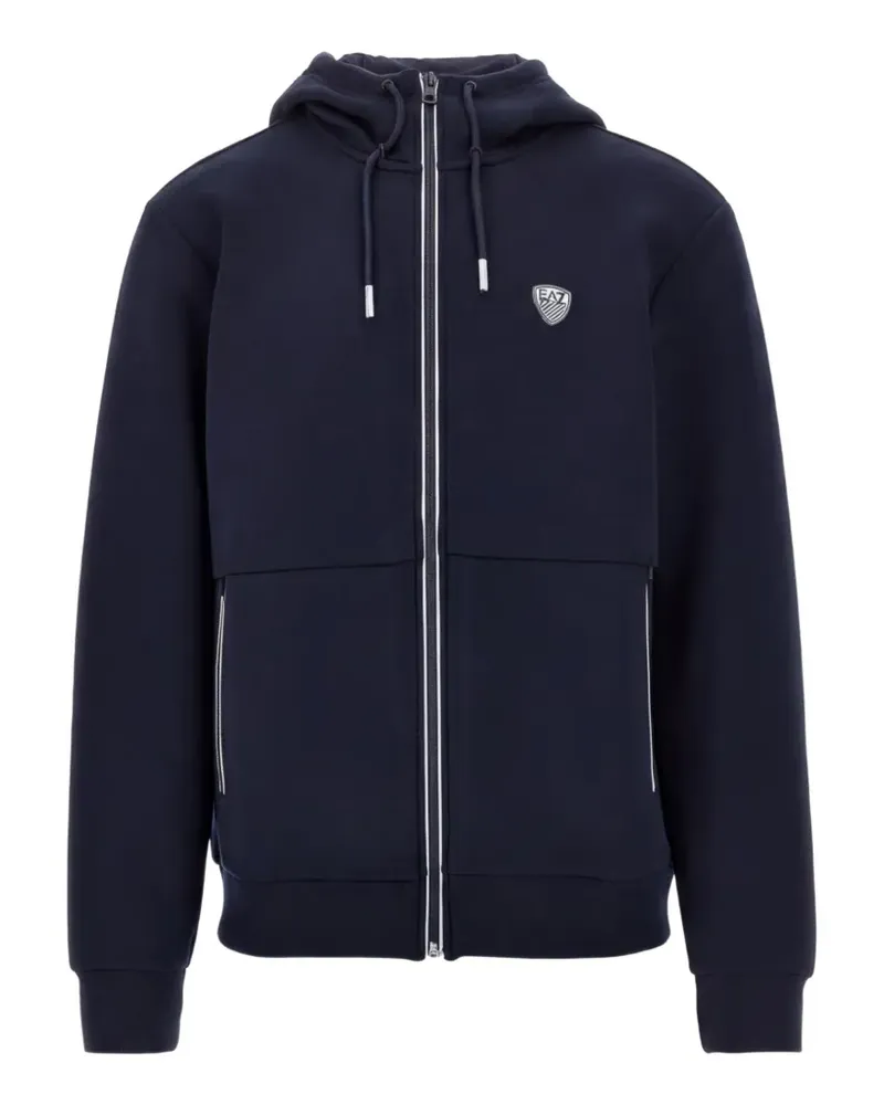 EA7 logo-patch zip-up hoodie - Blau Blau