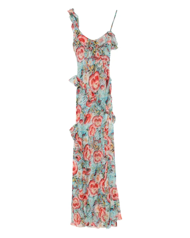 SIEDRES Gerüschtes Kleid mit Blumen-Print - Blau Blau
