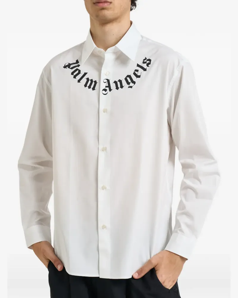 Palm Angels logo-print button-down shirt - Weiß Weiß