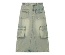 acid-wash cargo skirt - Blau