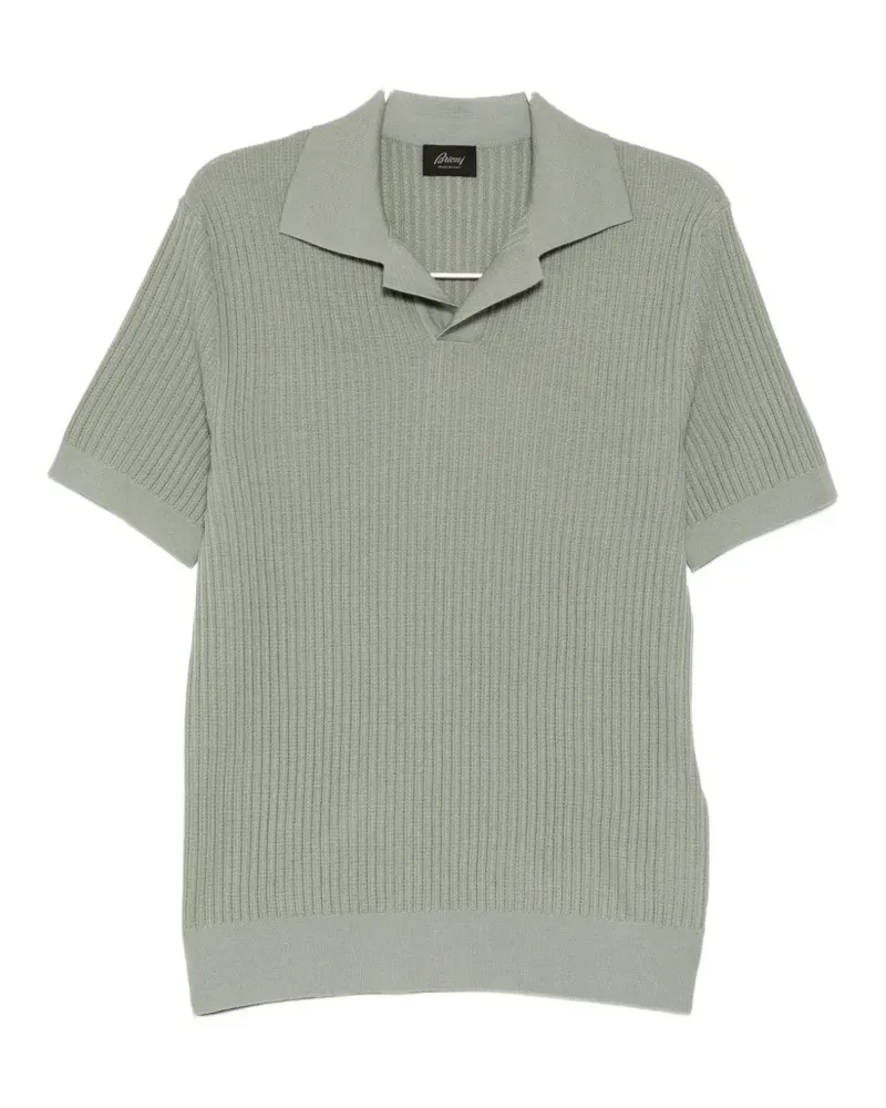Brioni ribbed-knit polo shirt - Grün Grün