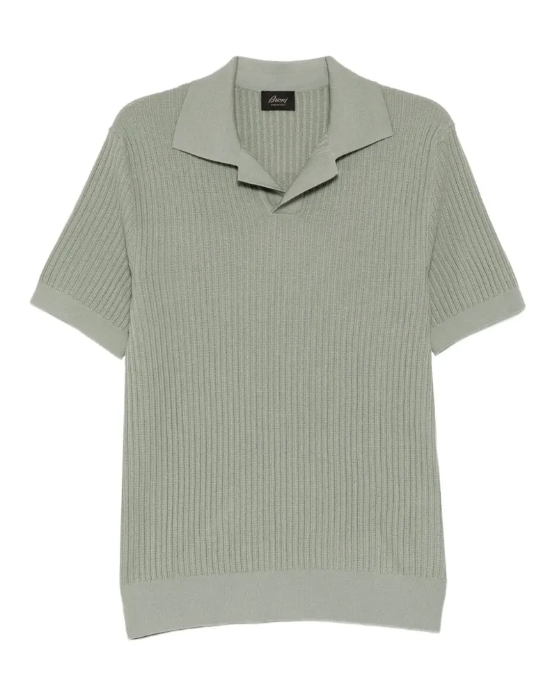 Brioni ribbed-knit polo shirt - Grün Grün