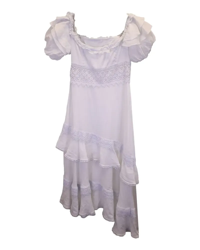 Charo Ruiz Carmen asymmetric crochet mini dress - Weiß Weiß