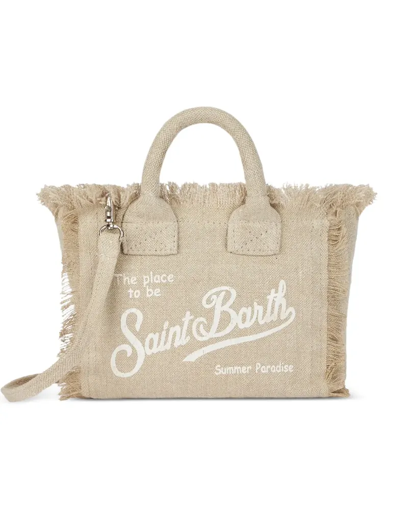MC2 Saint Barth fringed logo-detail shoulder bag - Nude Nude