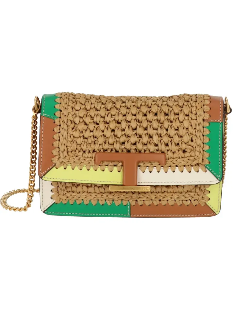 TOD'S T Timeless woven shoulder bag - Braun Braun