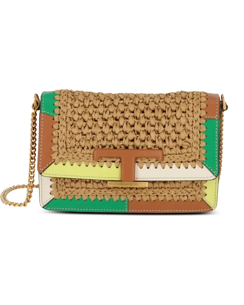 TOD'S T Timeless woven shoulder bag - Braun Braun
