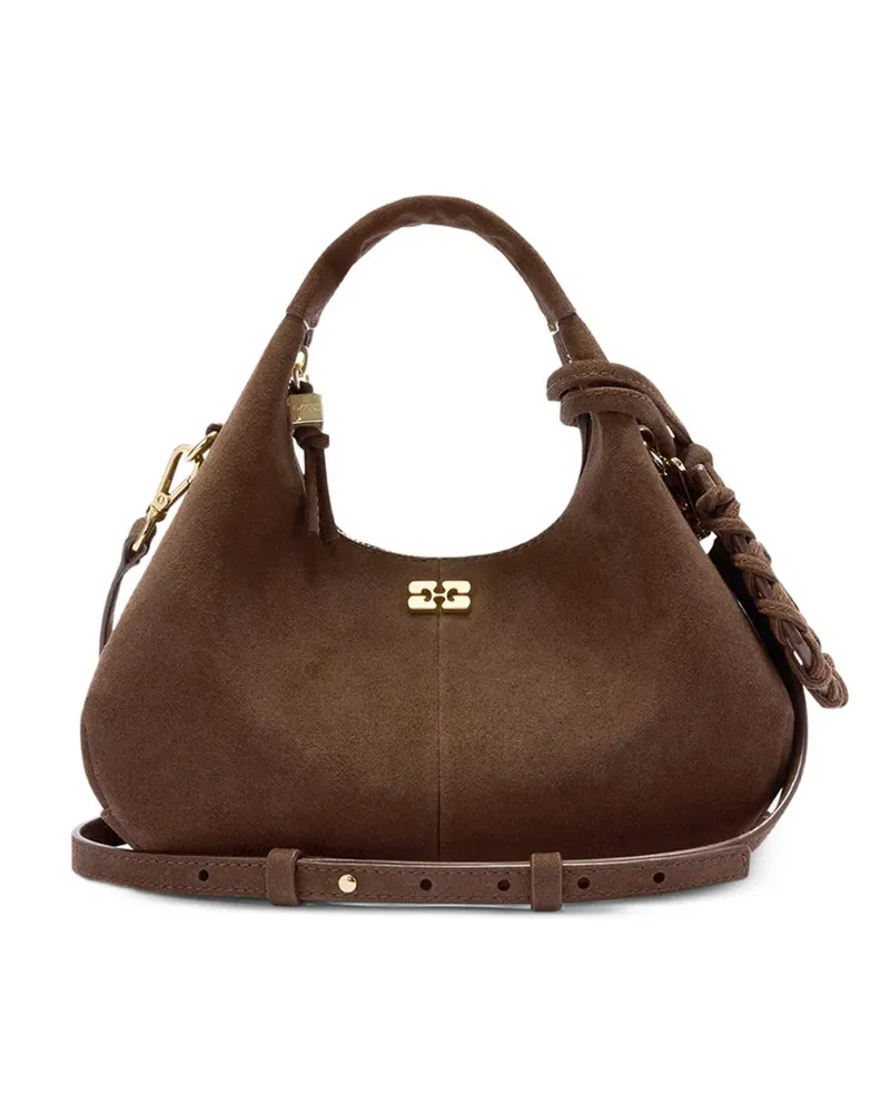 Ganni brown suede mini tote bag - Braun Braun