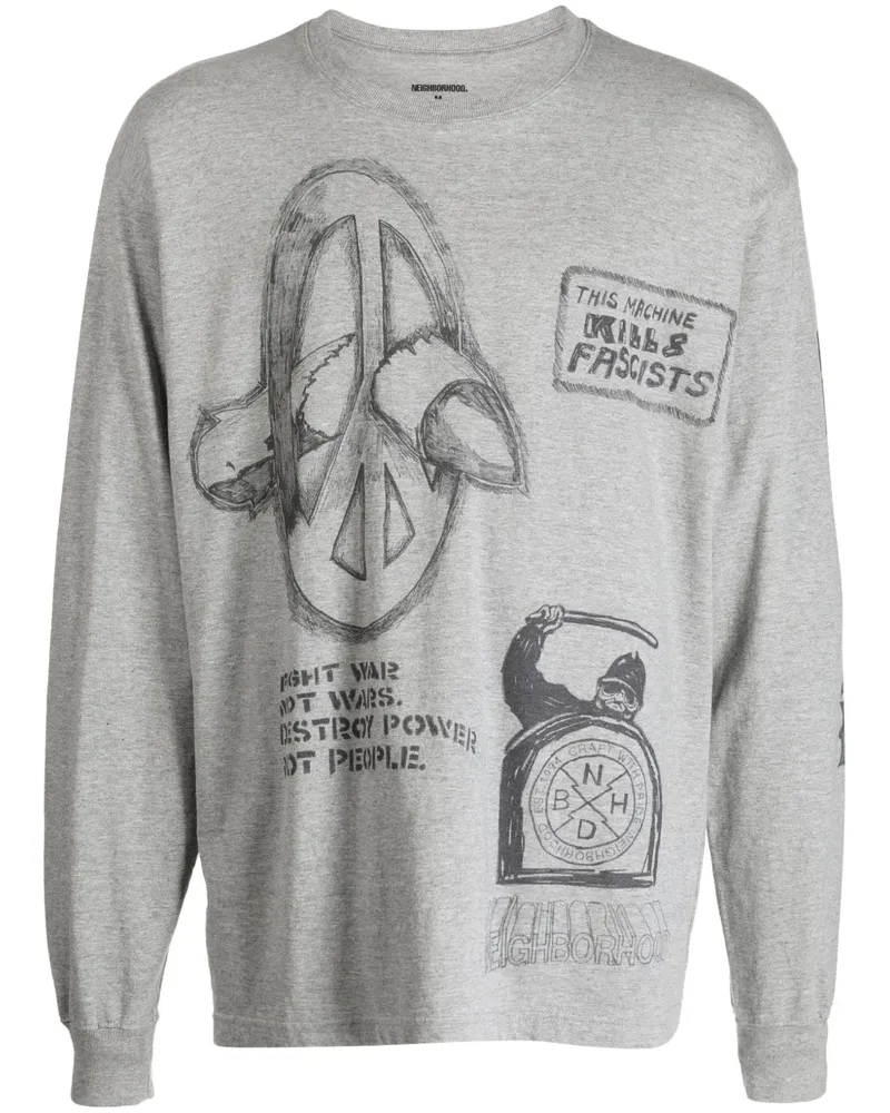 Neighborhood T-Shirt mit grafischem Print - Grau Grau