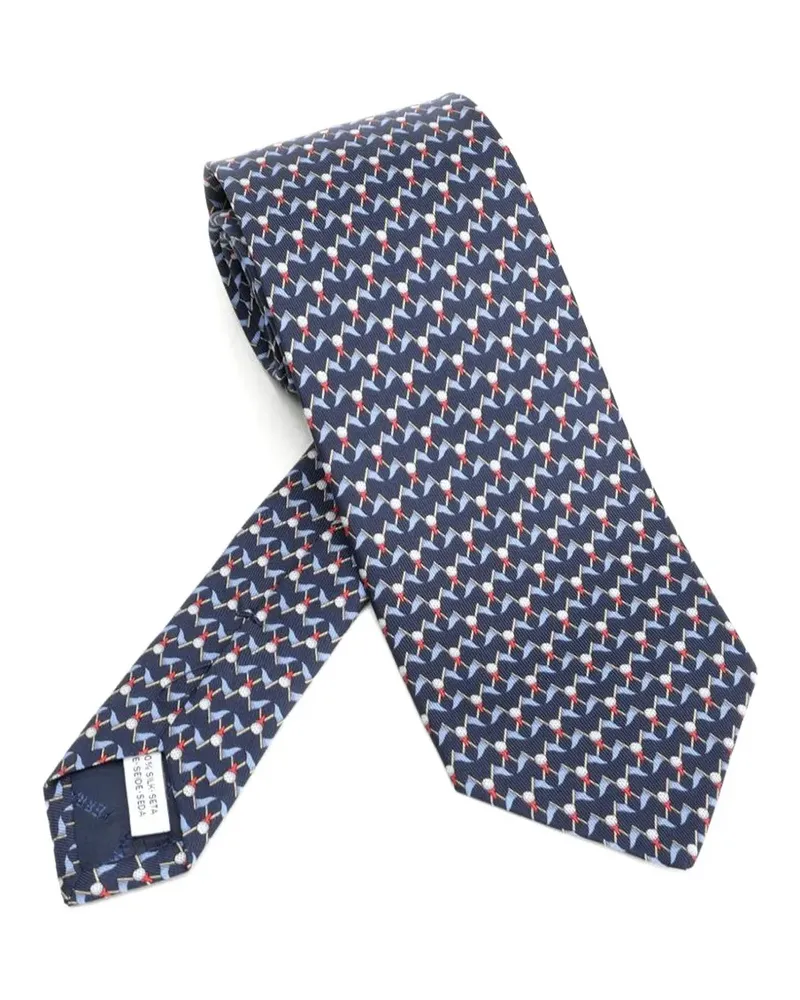 Ferragamo Club-print silk tie - Blau Blau