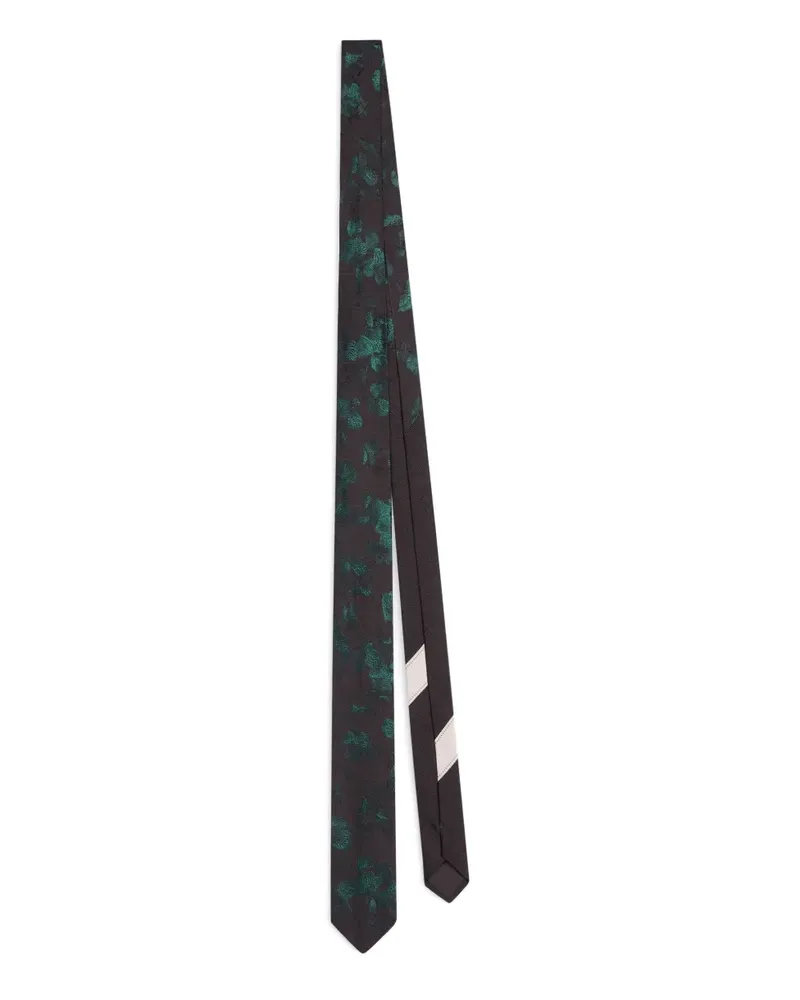 Dries van Noten Schmale Seidenkrawatte mit Print - Braun Braun