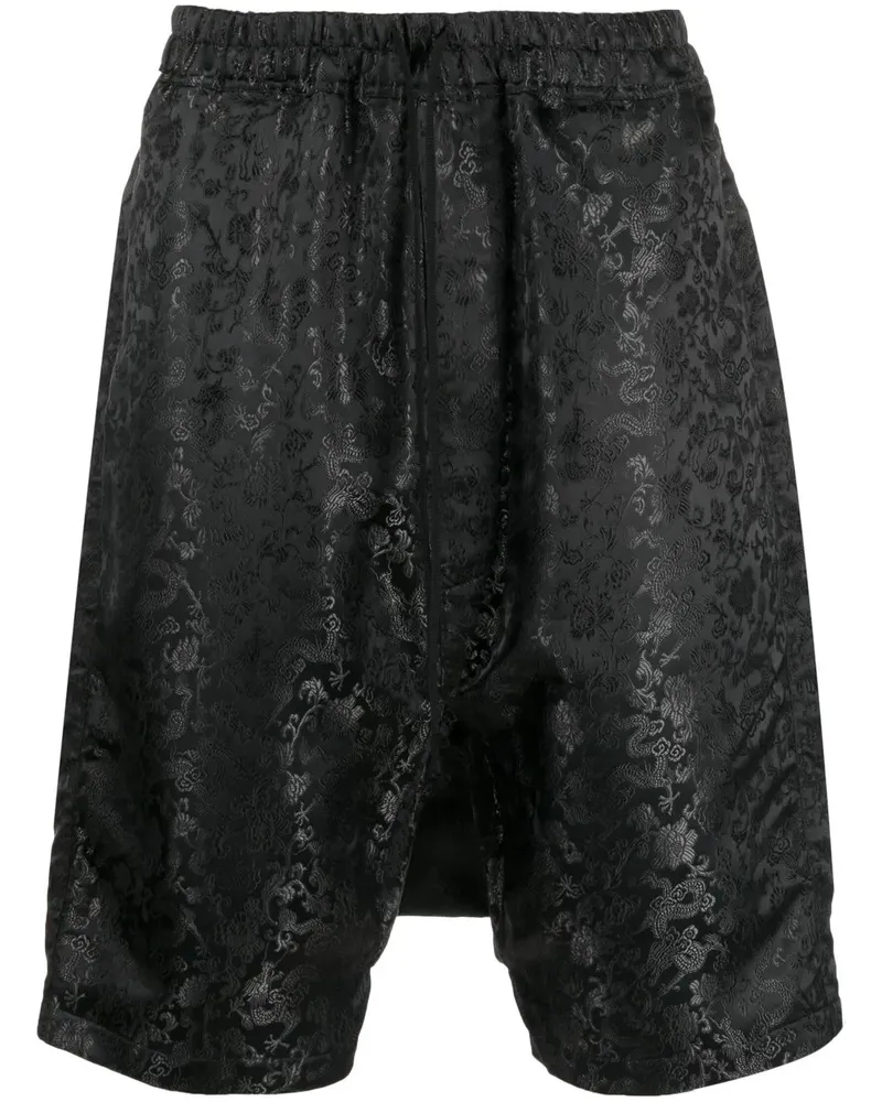 Junya Watanabe Baggy-Shorts mit botanischem Print - Schwarz Schwarz