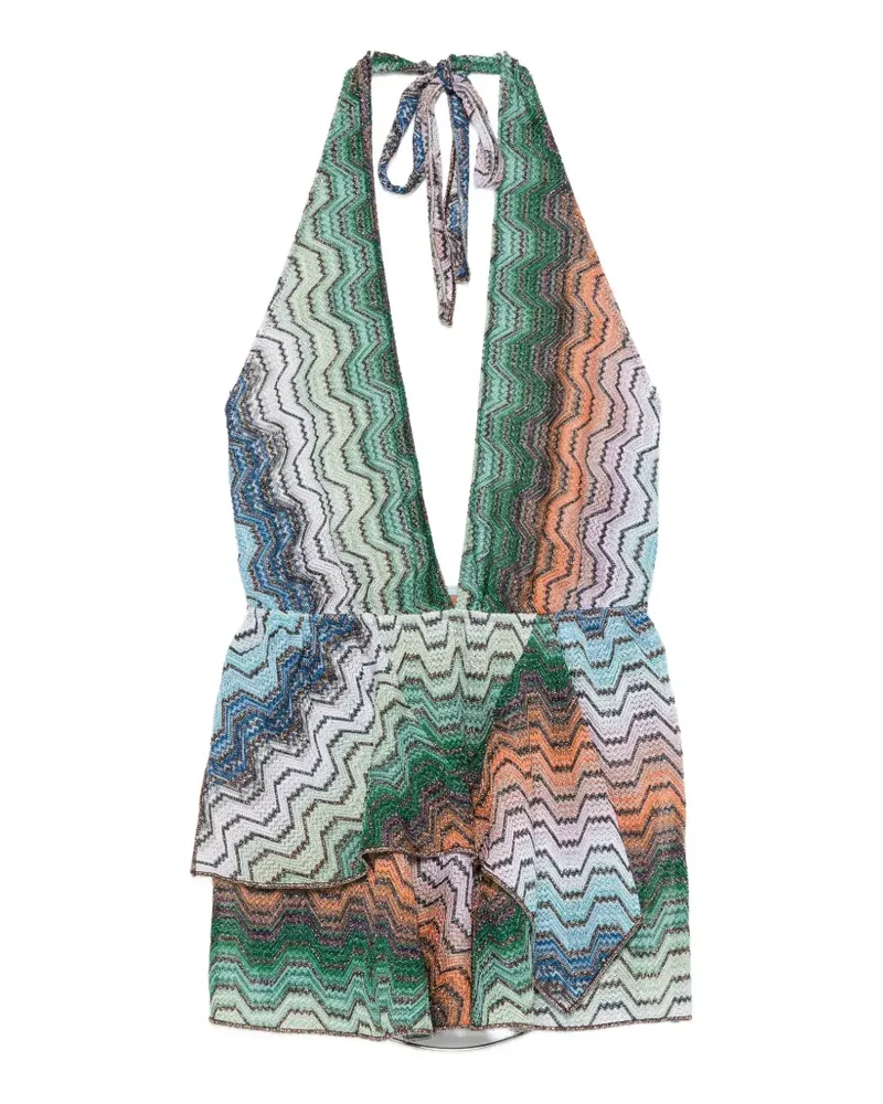 Missoni zigzag-knit ruffled mini dress - Grün Grün