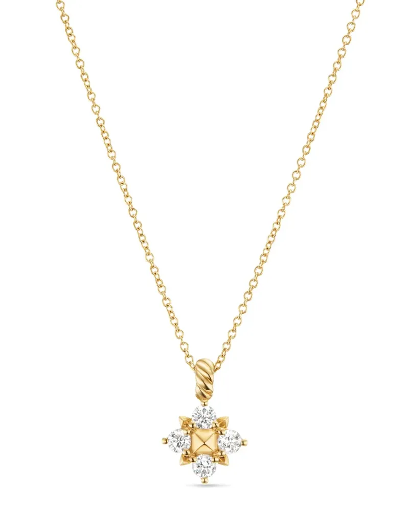 David Yurman 18kt Modern Renaissance Pyramid Gelbgoldhalskette mit Diamantanhänger 1,1mm Gold