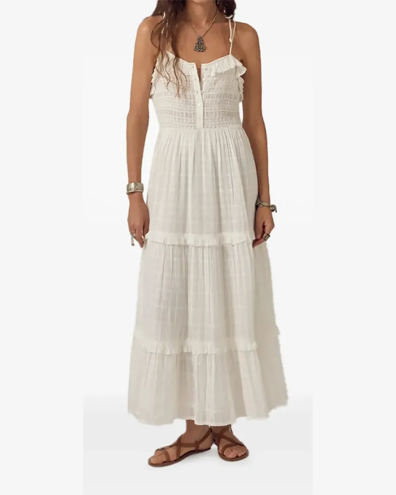 MAISON HOTEL Sienna smocked ruffled maxi dress - Weiß Weiß