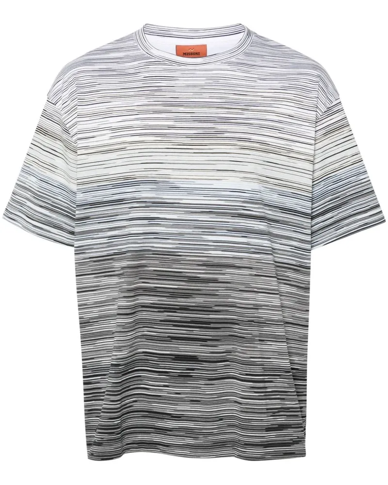 Missoni Gestreiftes T-Shirt mit gummiertem Logo - Grau Grau
